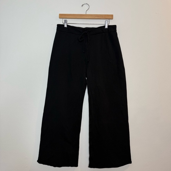 Nili Lotan Kiki Sweatpants 100% cotton wide leg crop in black size small - Picture 6 of 16